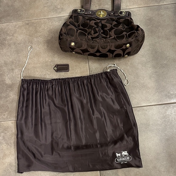 Coach Dark Brown Shoulder Bag with Gold Accents - Picture 16 of 16